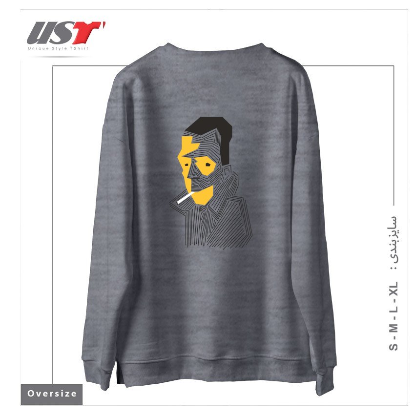 طرح STRANGE سوییشرت اورسایزرنگ طوسی ملانژ