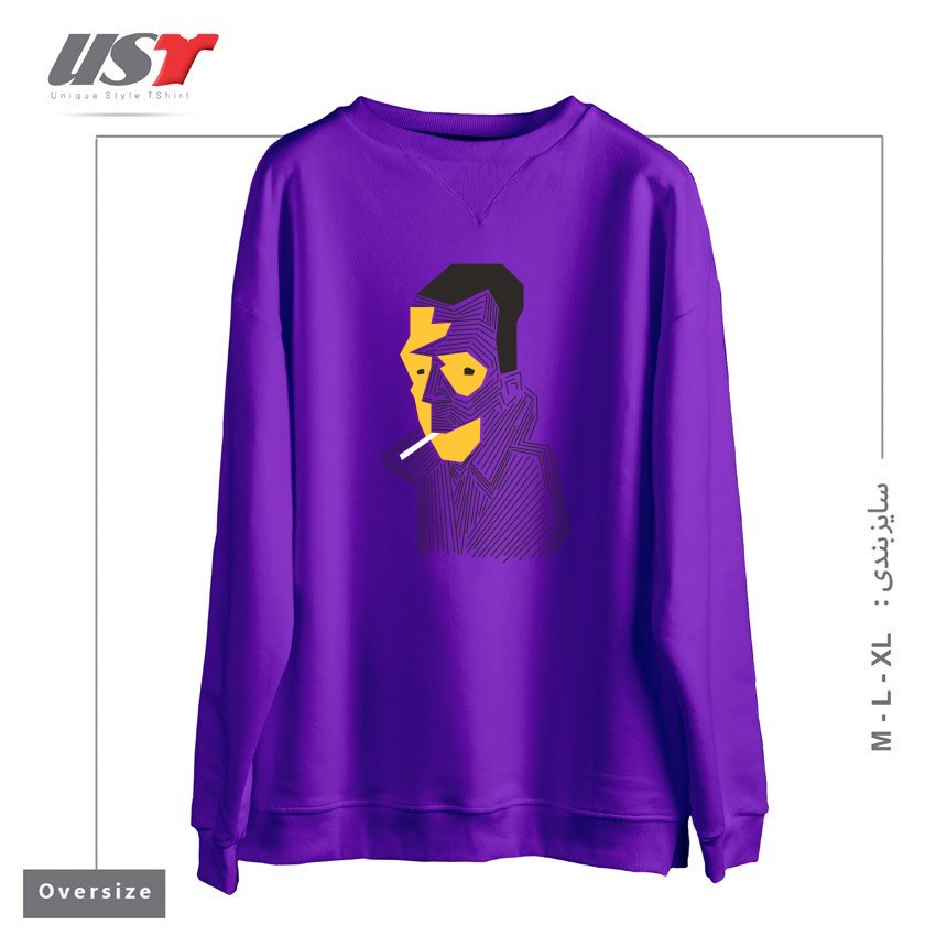 طرح STRANGE سوییشرت اورسایزرنگ بنفش