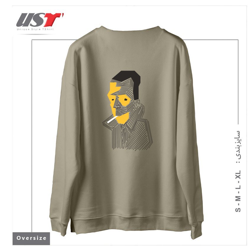 طرح STRANGE سوییشرت اورسایزرنگ نخودی