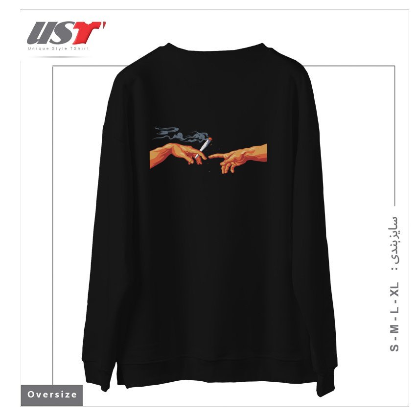 طرح THE CREATION OF JOINTS سوییشرت اورسایزرنگ مشکی