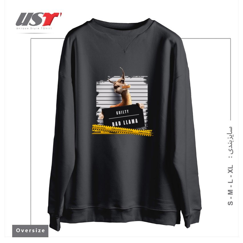 طرح THUG LLAMA سوییشرت اورسایزرنگ دودی