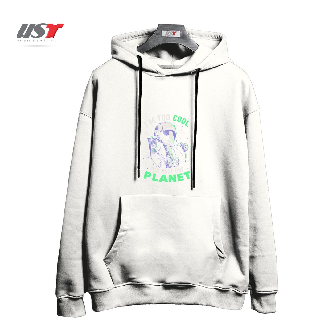طرح TOO COOL FOR JUST ONE PLANET - FUNNY ASTRONAUT GIFT هودی اورسایزرنگ سفید