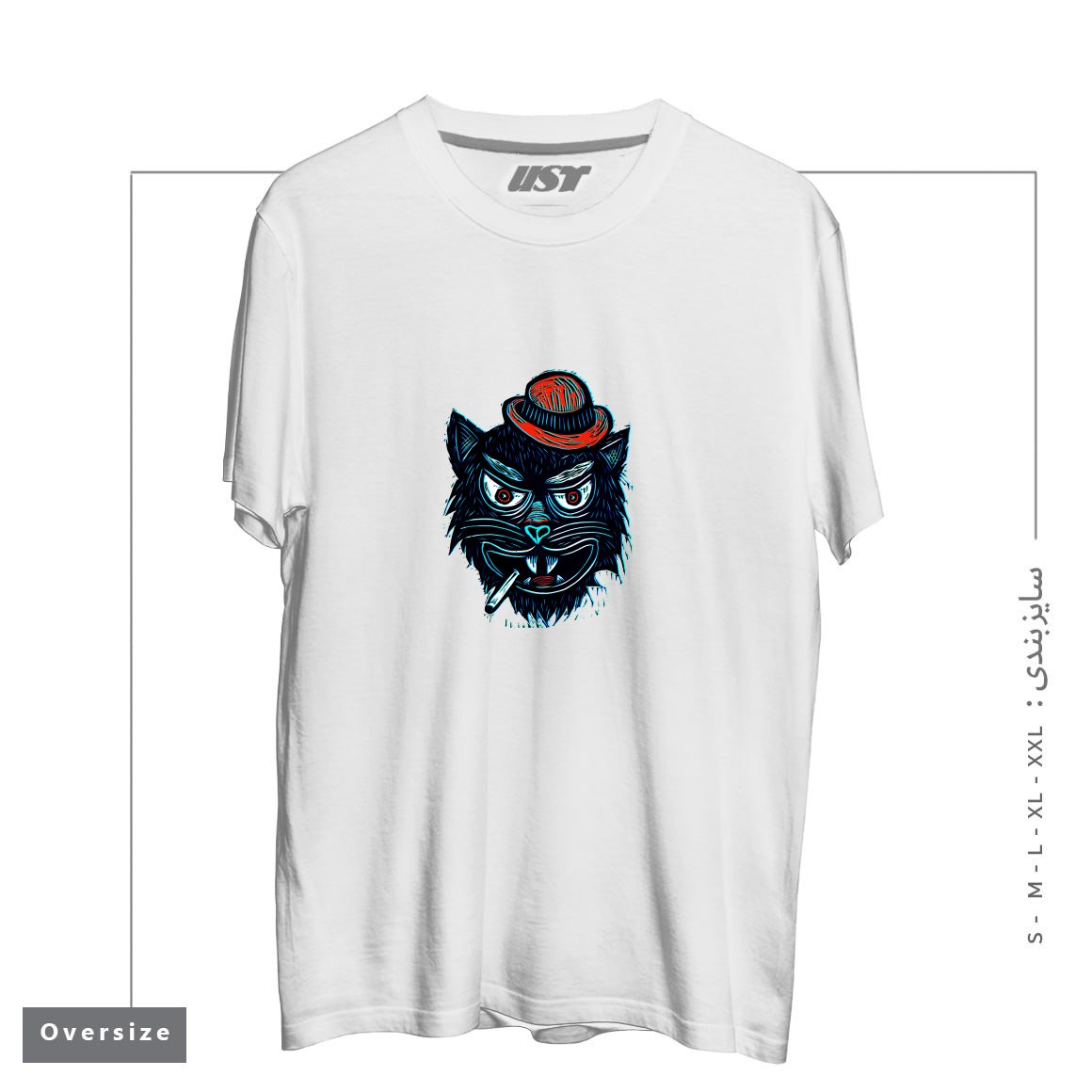 تیشرت اورسایز طرح TOUGH CAT