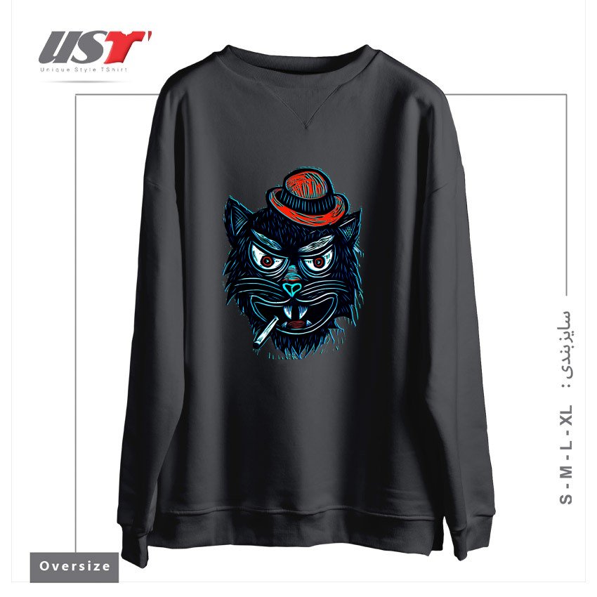 سوییشرت اورسایز طرح TOUGH CAT