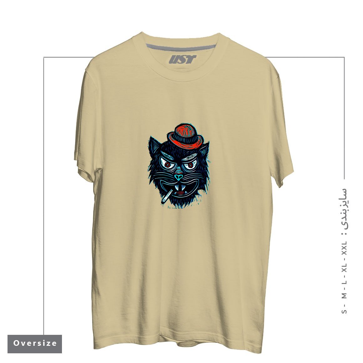 تیشرت اورسایز طرح TOUGH CAT
