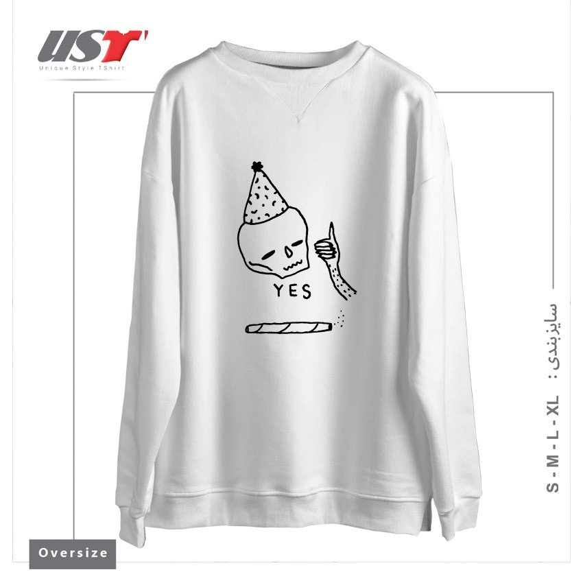 سوییشرت اورسایز طرح YES - JILLIAN FISHER