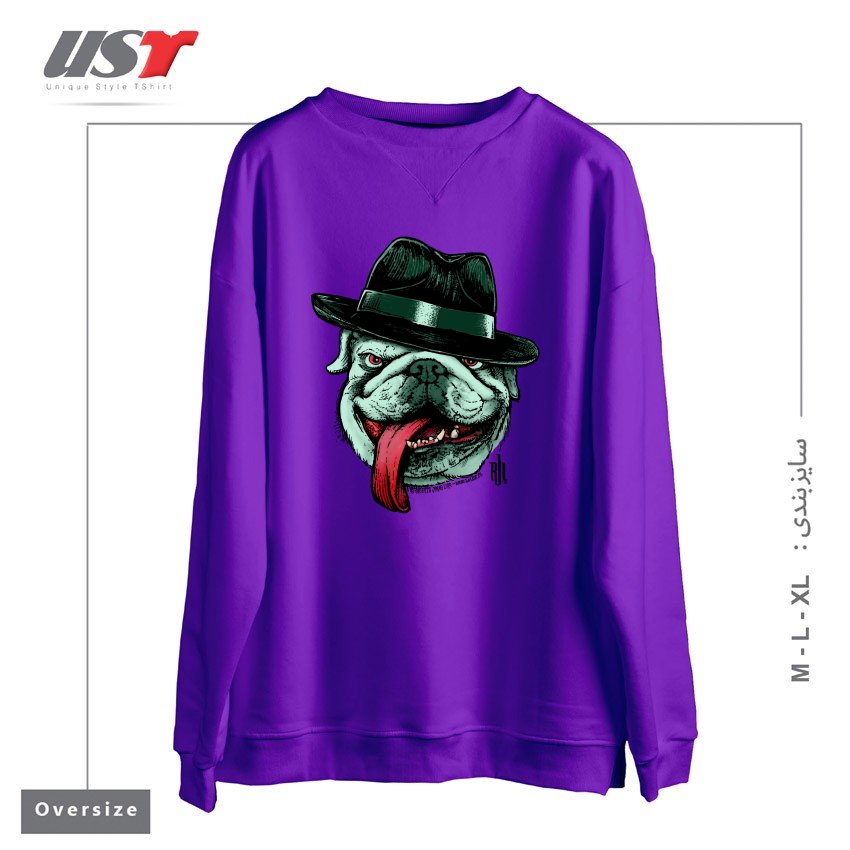سوییشرت اورسایز طرح WISEGUY BULLDOG