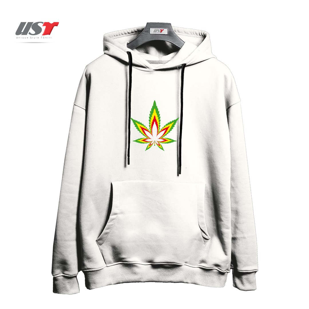 طرح WEED هودی اورسایزرنگ سفید