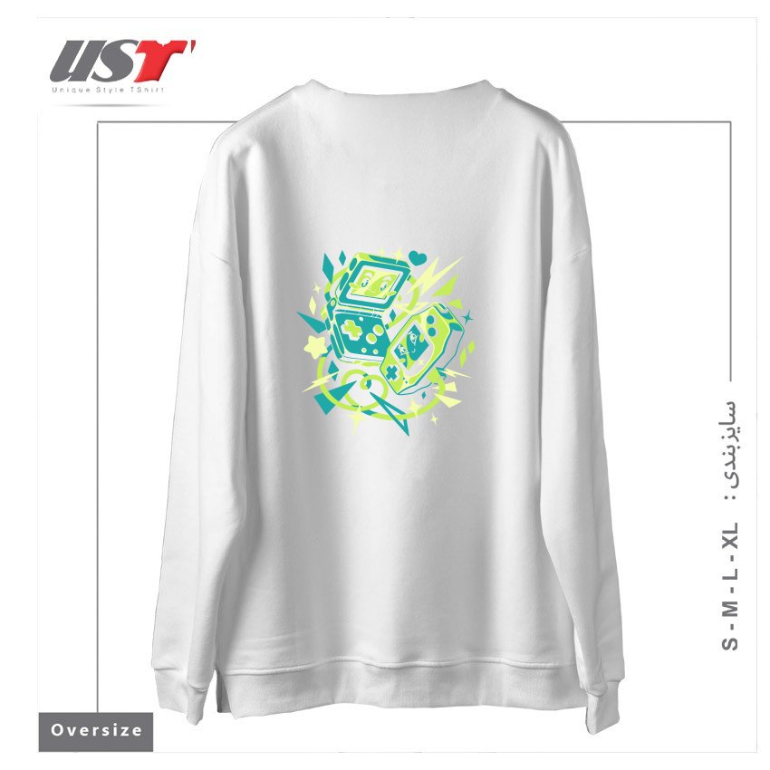 طرح ADVANCED FRIENDS سوییشرت اورسایزرنگ سفید