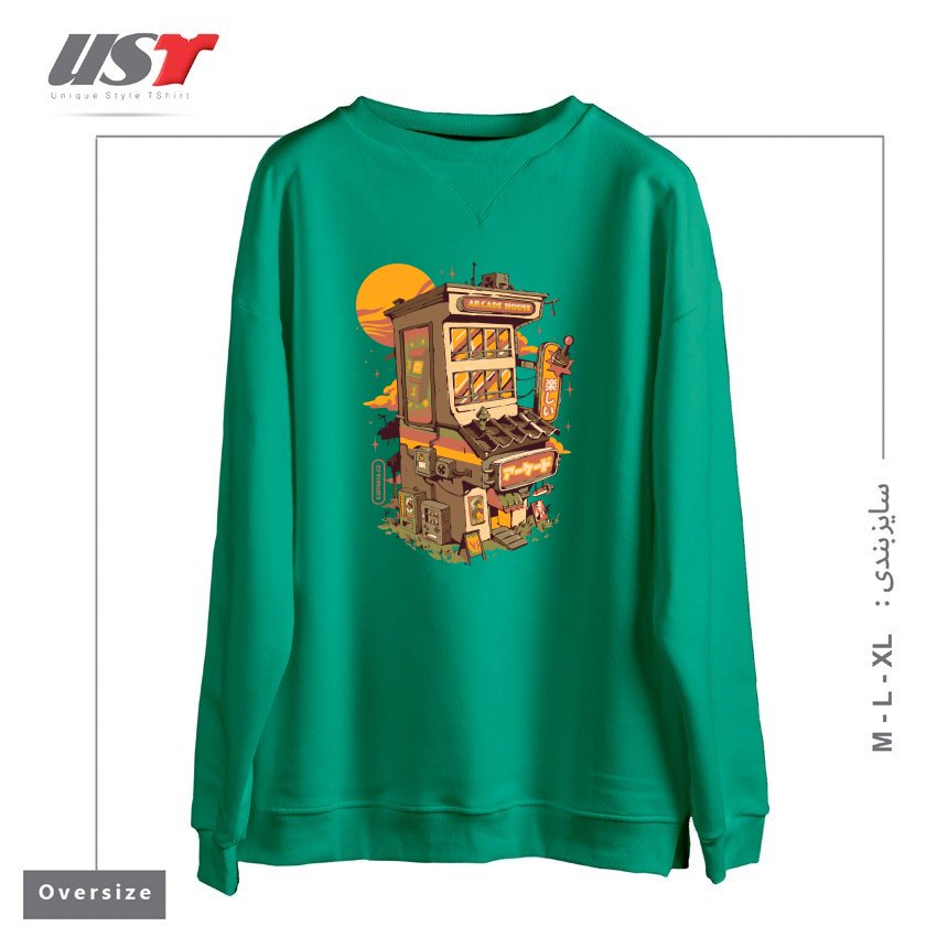 طرح ARCADE HOUSE سوییشرت اورسایزرنگ سبز سدری