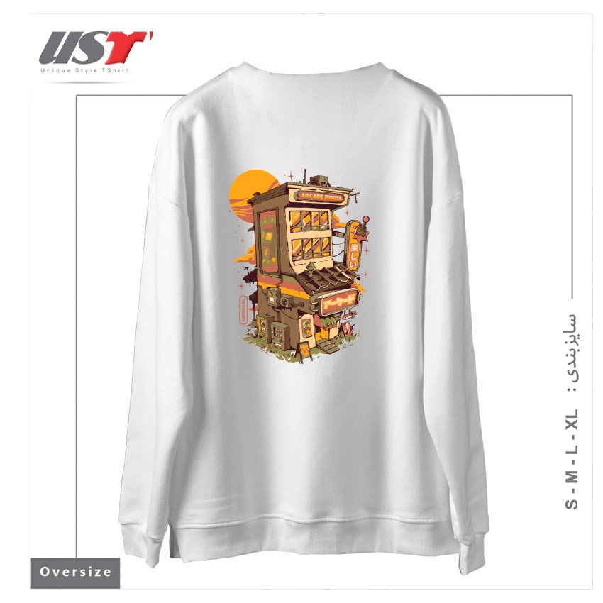 طرح ARCADE HOUSE سوییشرت اورسایزرنگ سفید