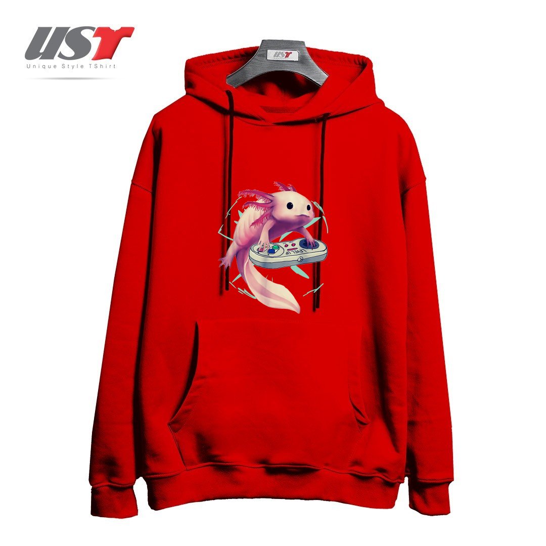 طرح AXOLOTL GAMER هودی اورسایزرنگ قرمز