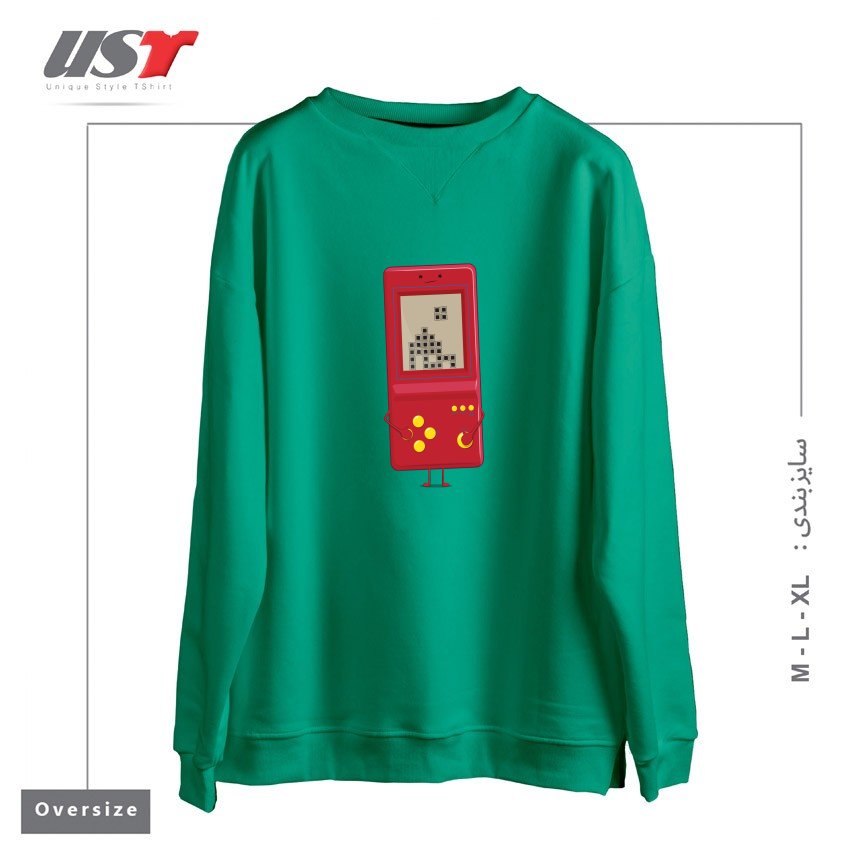 طرح BRICK GAME سوییشرت اورسایزرنگ سبز سدری