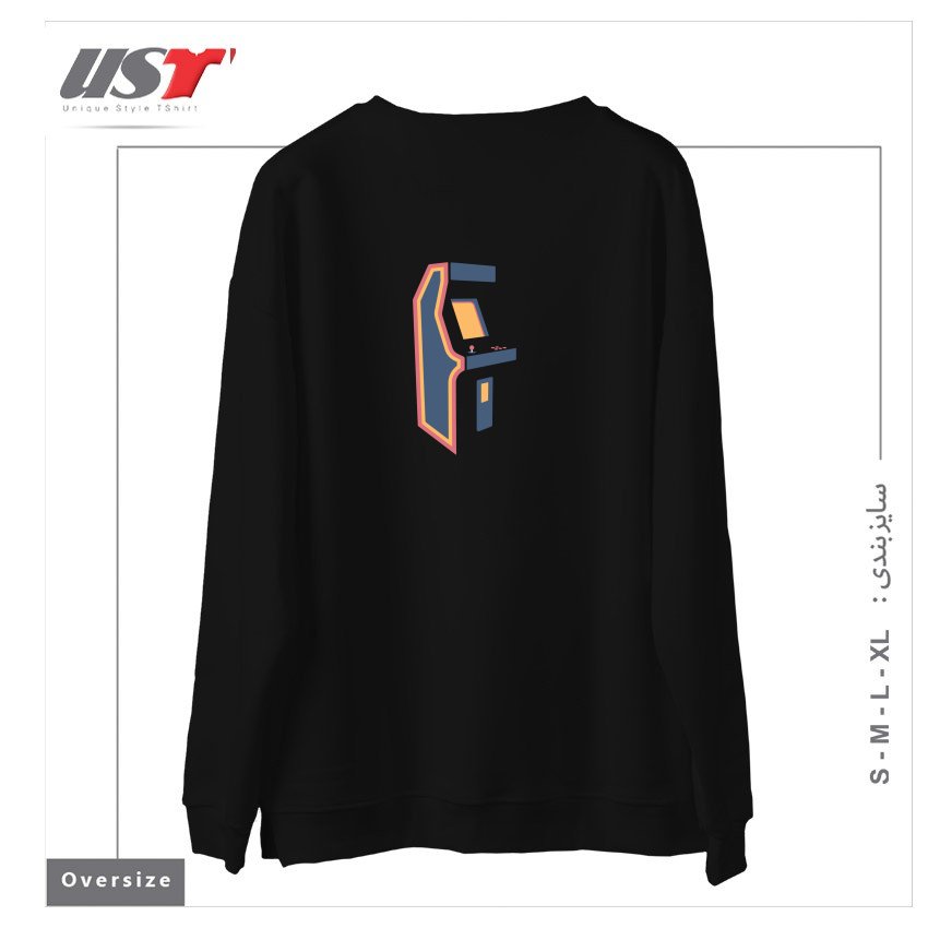 طرح CLASSIC ARCADE سوییشرت اورسایزرنگ مشکی