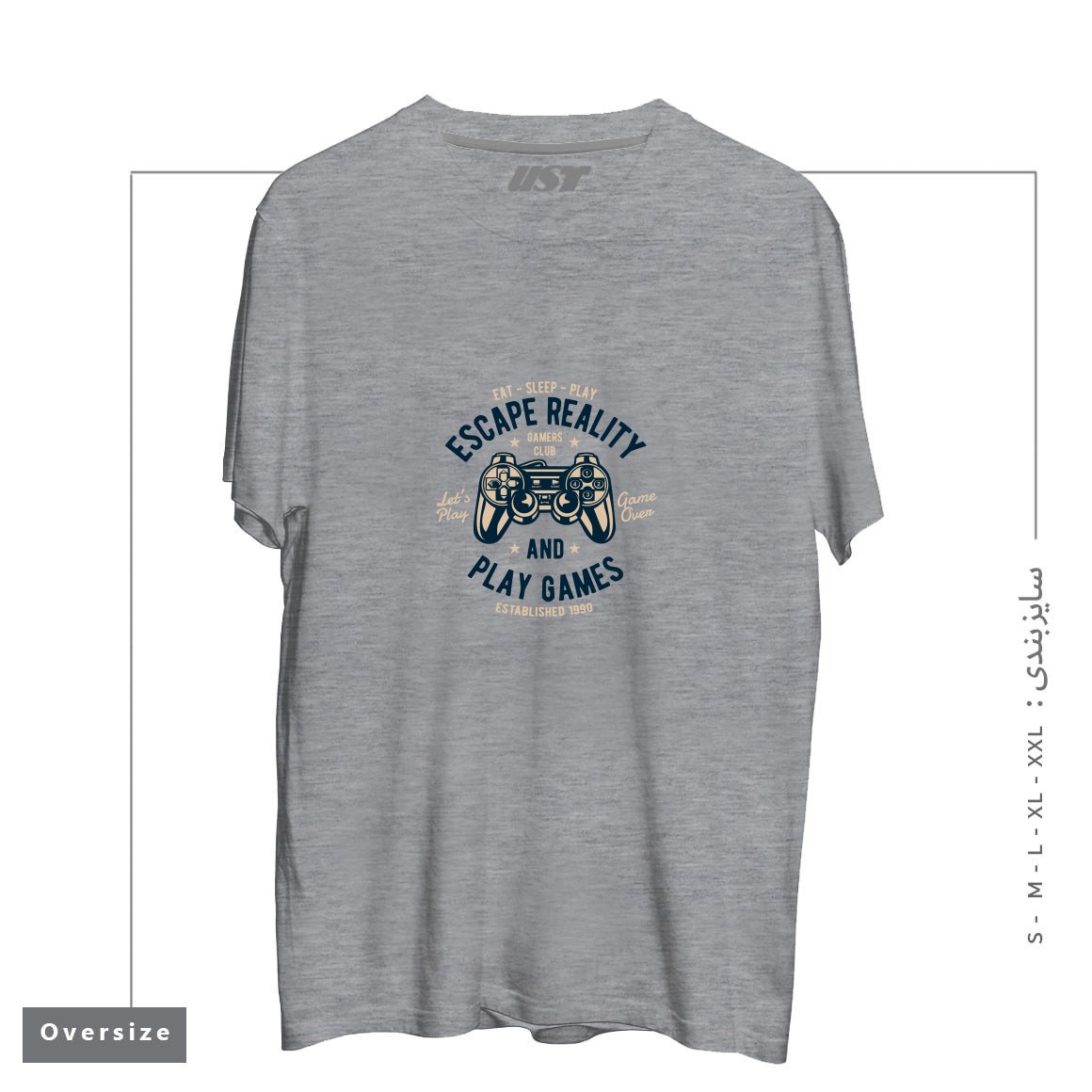 طرح CONTROLLER PS4 MELTED ZAFIR ART تیشرت اورسایزرنگ طوسی ملانژ