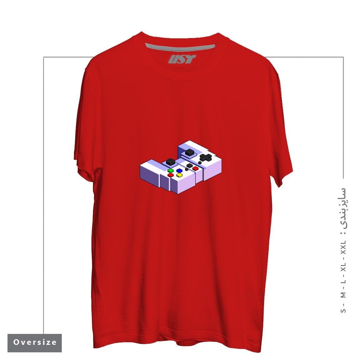 طرح GAME CONTROLLER PIXEL ART تیشرت اورسایزرنگ قرمز