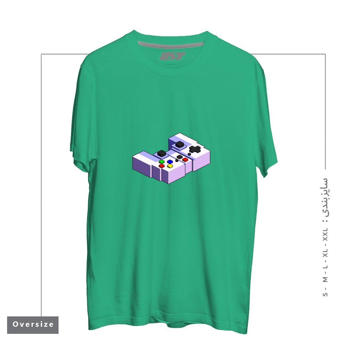 طرح GAME CONTROLLER PIXEL ART تیشرت اورسایزرنگ سبز