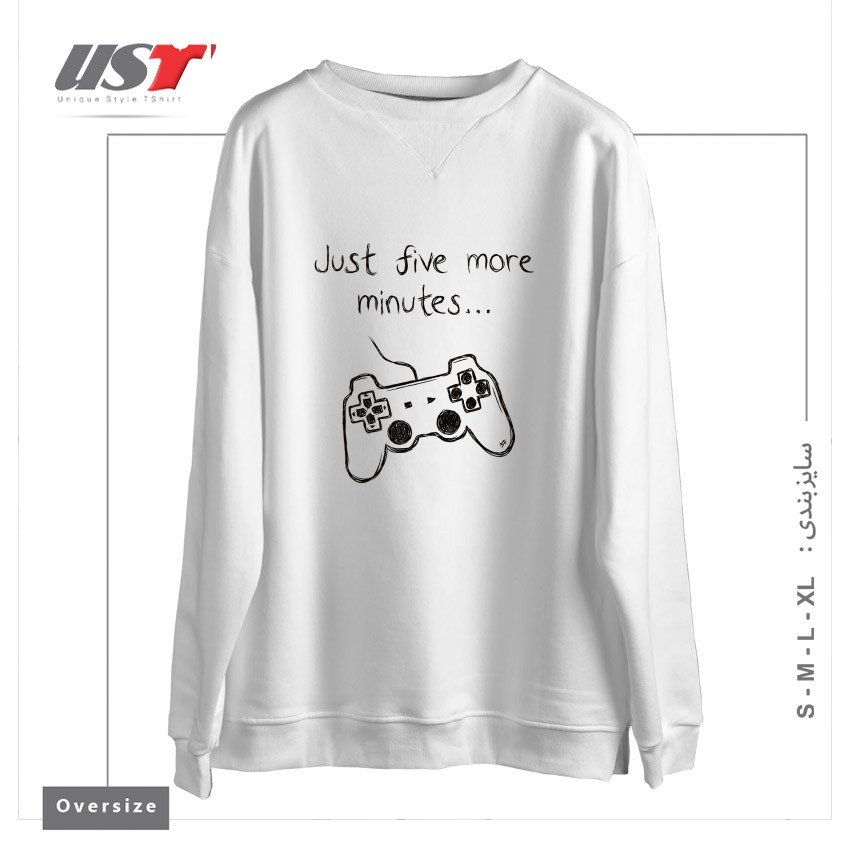 سوییشرت اورسایز طرح FIVE MINUTES MORE