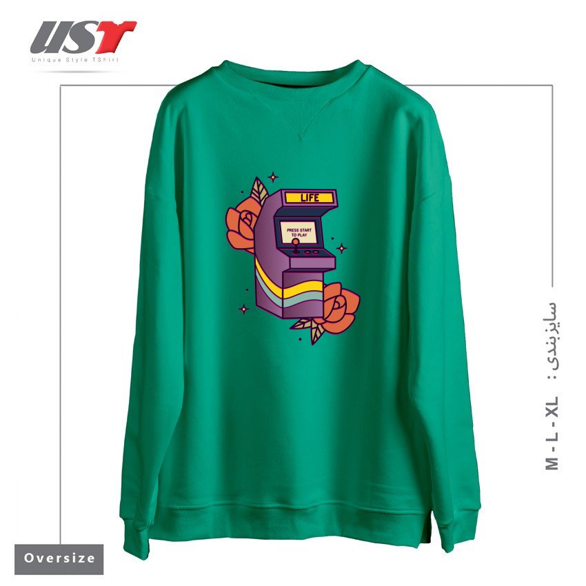 طرح GAME OF LIFE سوییشرت اورسایزرنگ سبز سدری