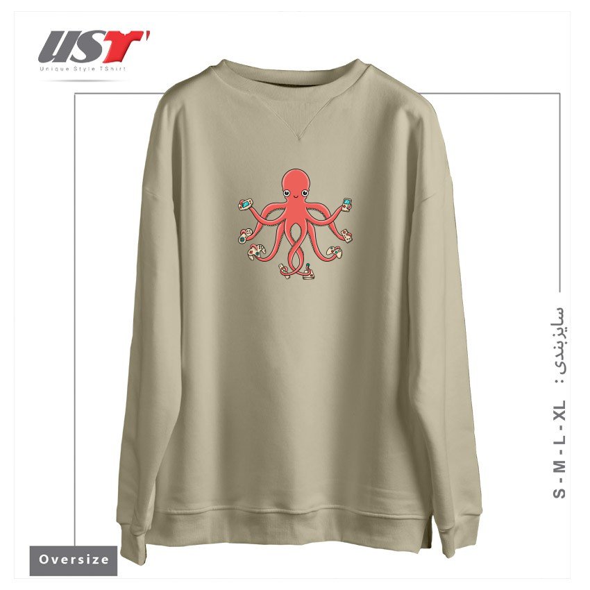 سوییشرت اورسایز طرح GAMER OCTOPUS