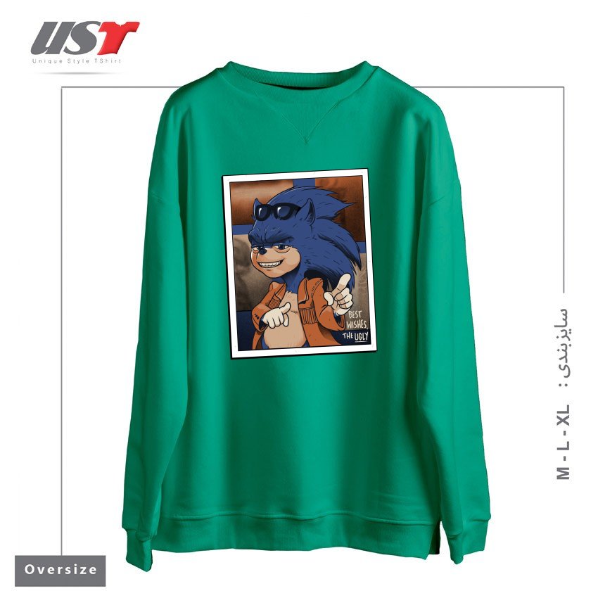 طرح THE UGLY سوییشرت اورسایزرنگ سبز سدری