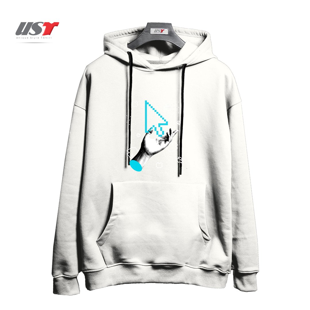 طرح THE ALMIGHTY CURSOR هودی اورسایزرنگ سفید