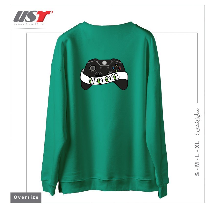 طرح TATTOO NOOB سوییشرت اورسایزرنگ سبز سدری
