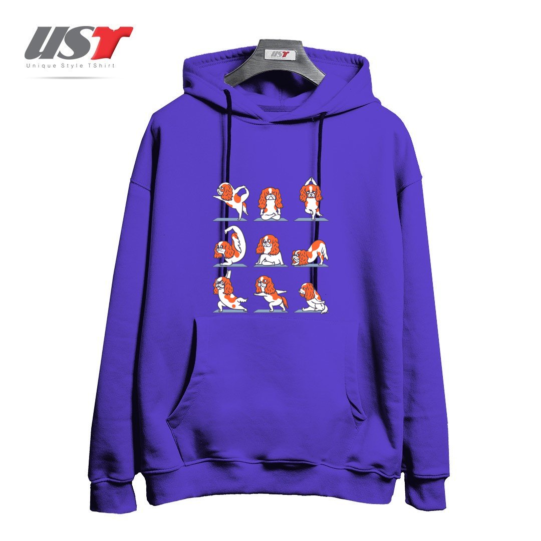 طرح CAVALIER KING CHARLES SPANIEL YOGA هودی اورسایزرنگ بنفش