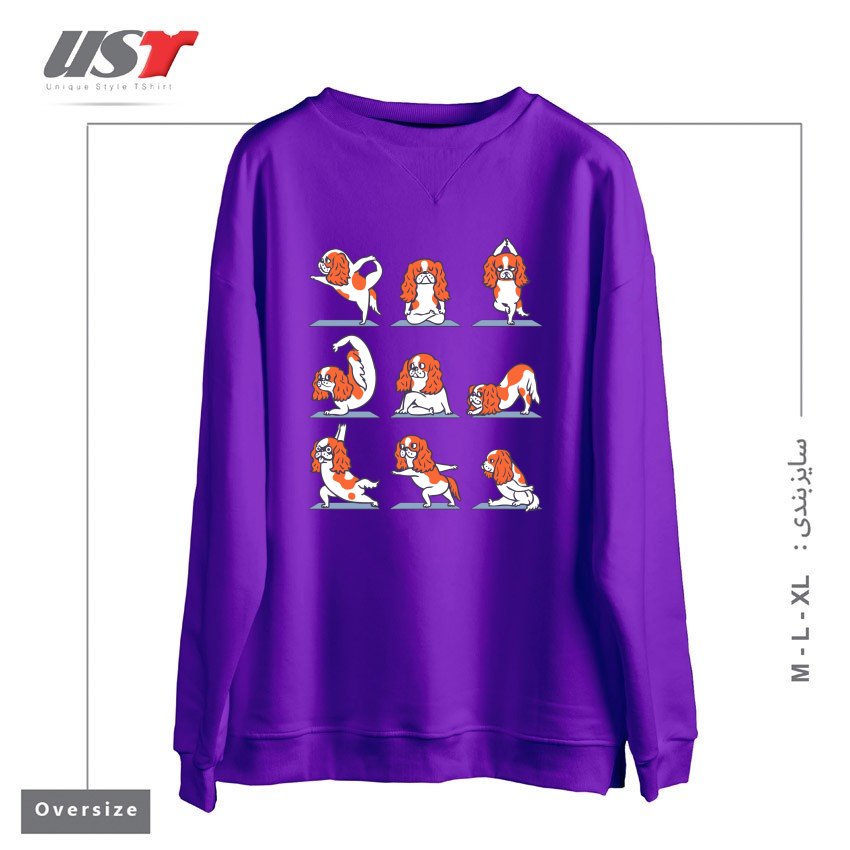 سوییشرت اورسایز طرح CAVALIER KING CHARLES SPANIEL YOGA