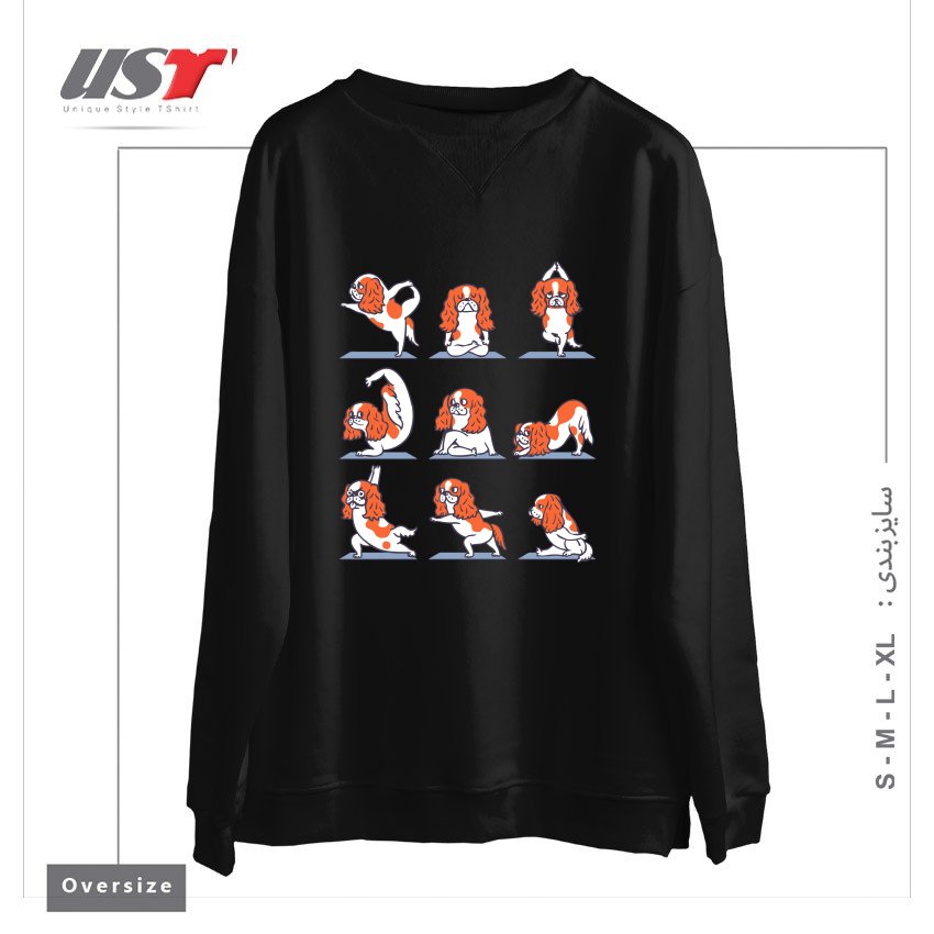 سوییشرت اورسایز طرح CAVALIER KING CHARLES SPANIEL YOGA