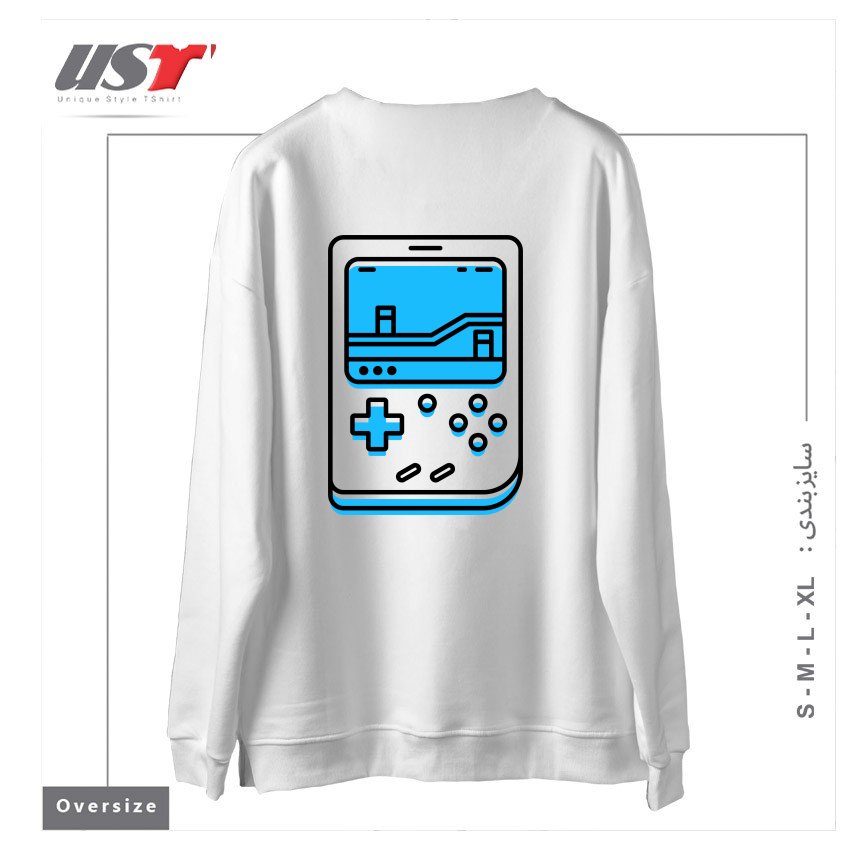 طرح RETRO GAMEBOY3 سوییشرت اورسایزرنگ سفید