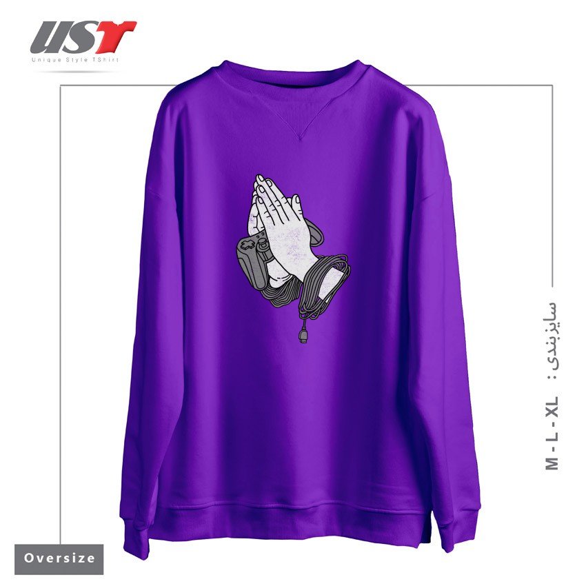 طرح PLAYING HANDS سوییشرت اورسایزرنگ بنفش