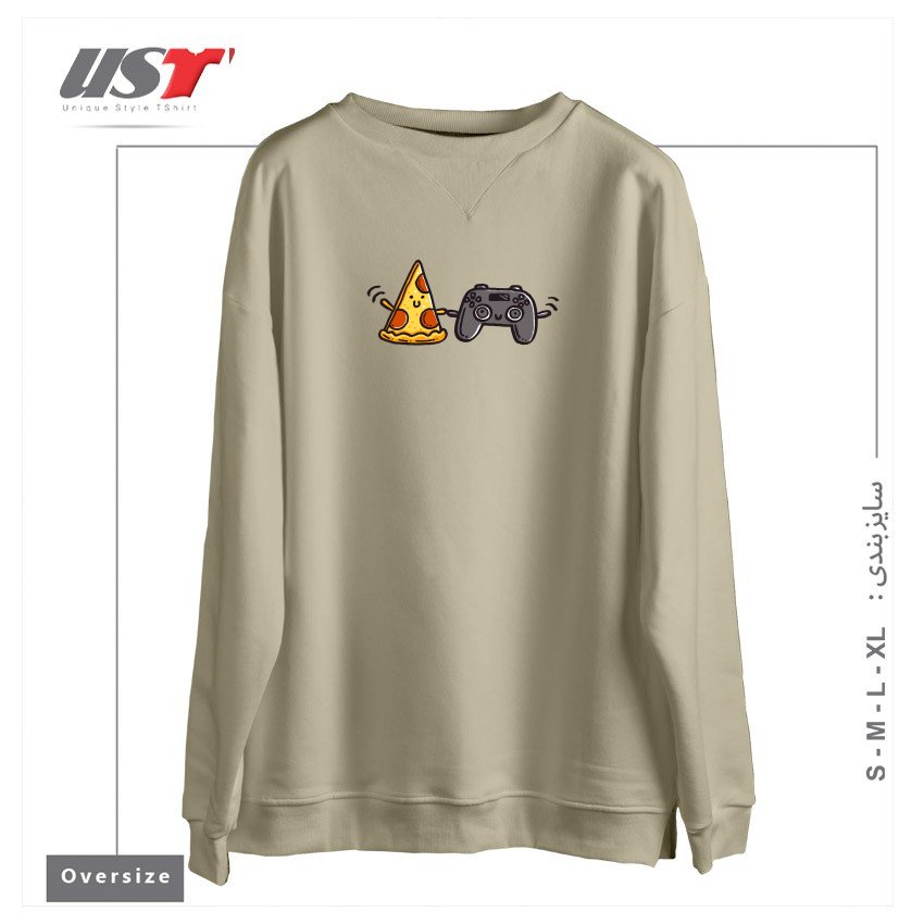سوییشرت اورسایز طرح PIZZA AND GAMES