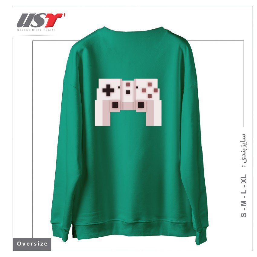 طرح PIXEL ART GAME CONTROLLER سوییشرت اورسایزرنگ سبز سدری