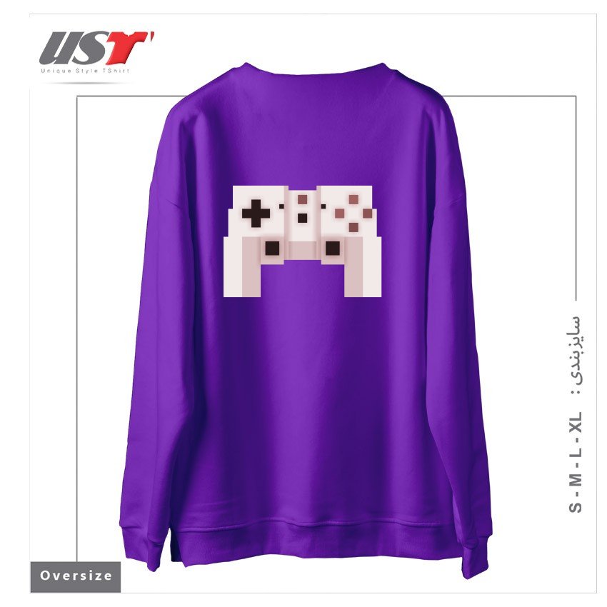 طرح PIXEL ART GAME CONTROLLER سوییشرت اورسایزرنگ بنفش