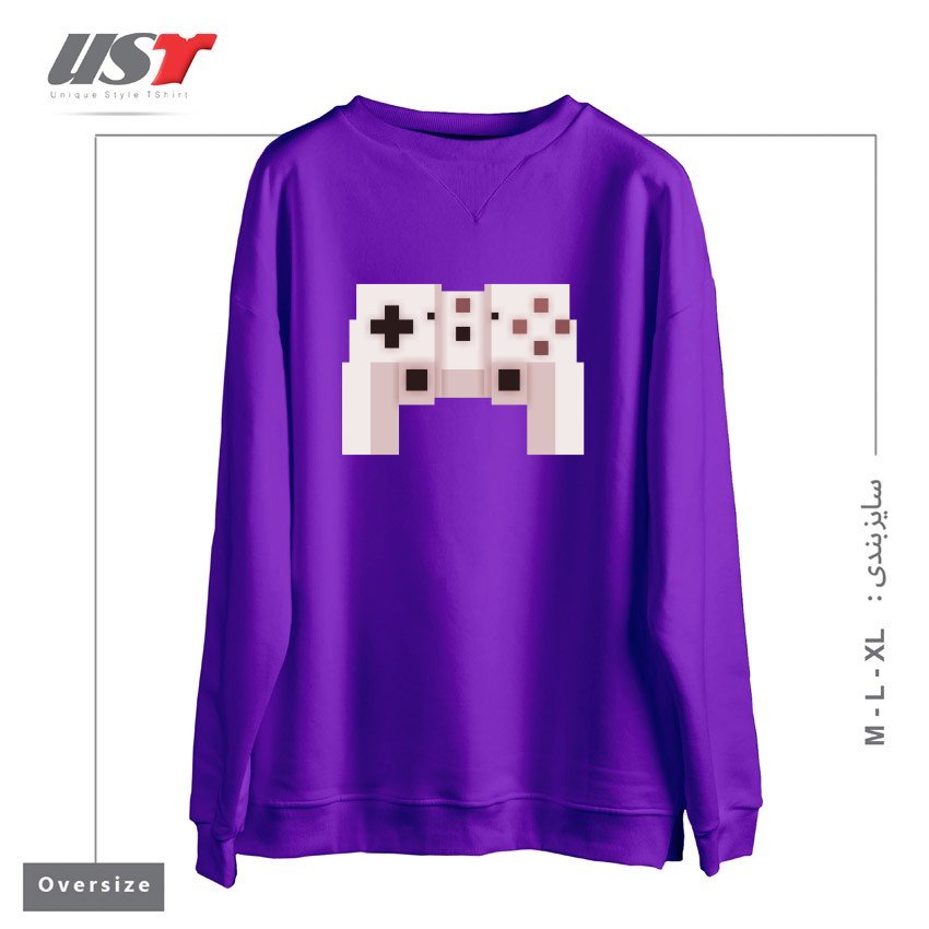 طرح PIXEL ART GAME CONTROLLER سوییشرت اورسایزرنگ بنفش