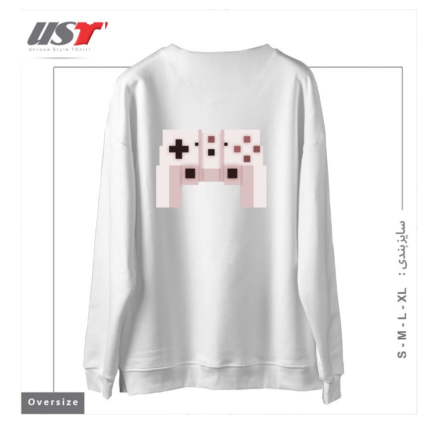 طرح PIXEL ART GAME CONTROLLER سوییشرت اورسایزرنگ سفید
