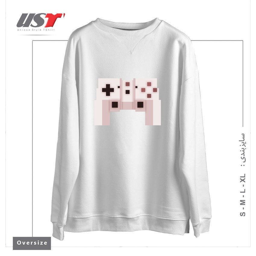 طرح PIXEL ART GAME CONTROLLER سوییشرت اورسایزرنگ سفید