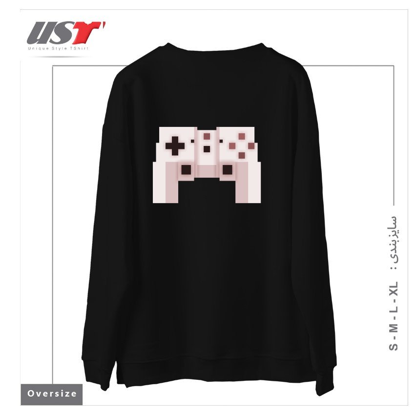 طرح PIXEL ART GAME CONTROLLER سوییشرت اورسایزرنگ مشکی