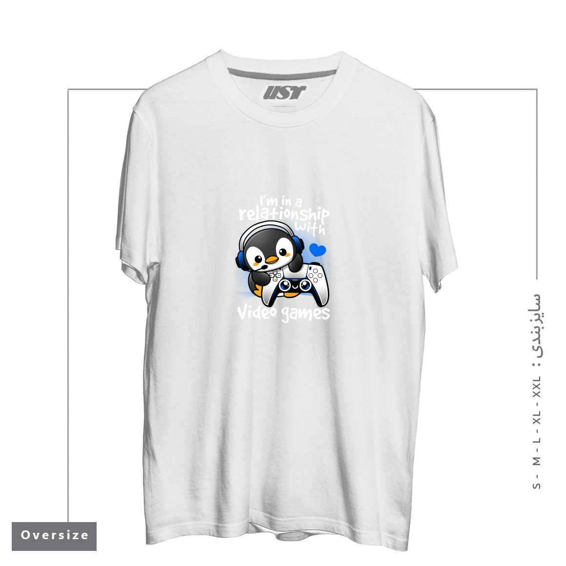 تیشرت اورسایز طرح PENGUIN RELATIONSHIP WITH VIDEO GAMES