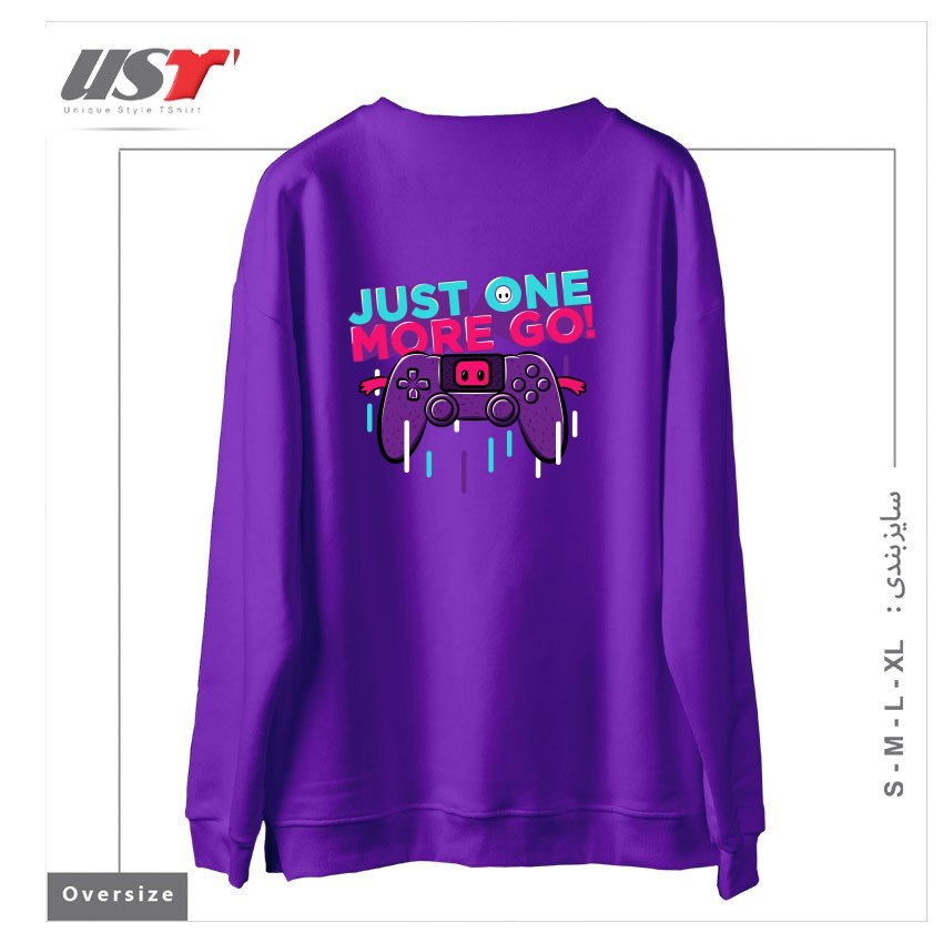 طرح ONE MORE GO سوییشرت اورسایزرنگ بنفش