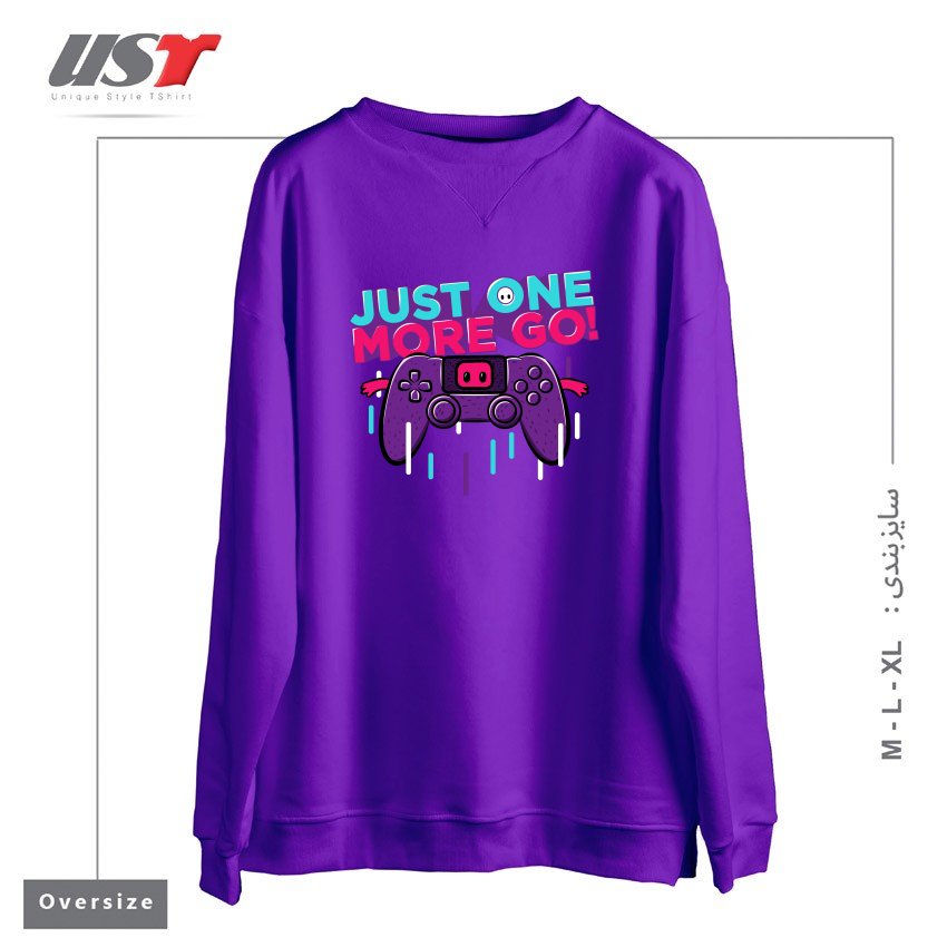 طرح ONE MORE GO سوییشرت اورسایزرنگ بنفش