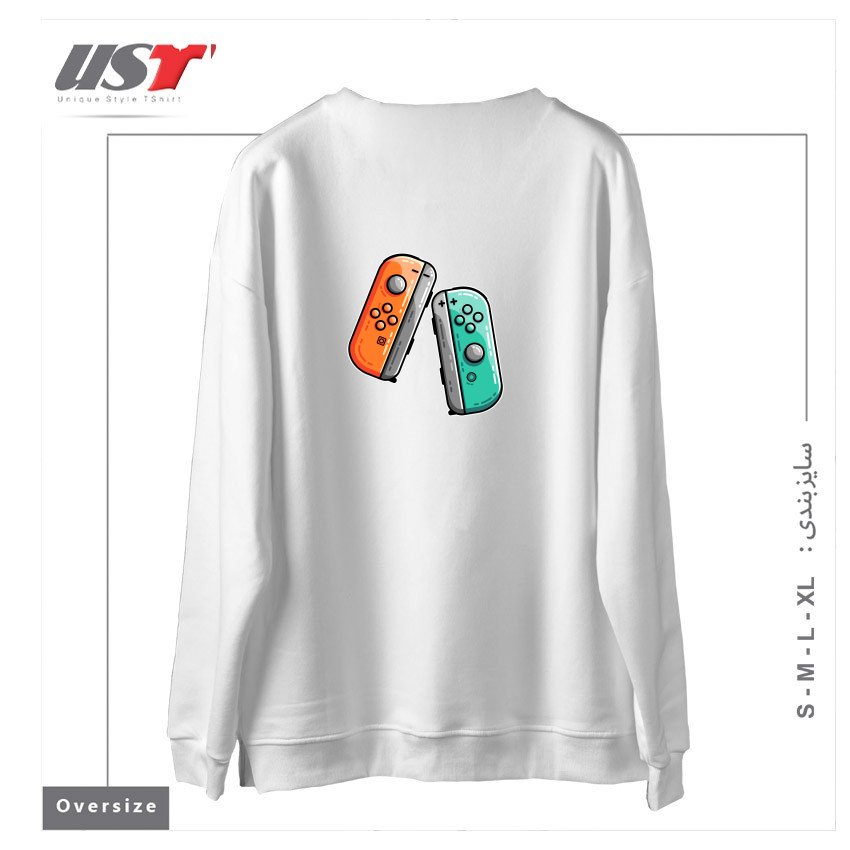 طرح GAMING CONTROLLERS سوییشرت اورسایزرنگ سفید