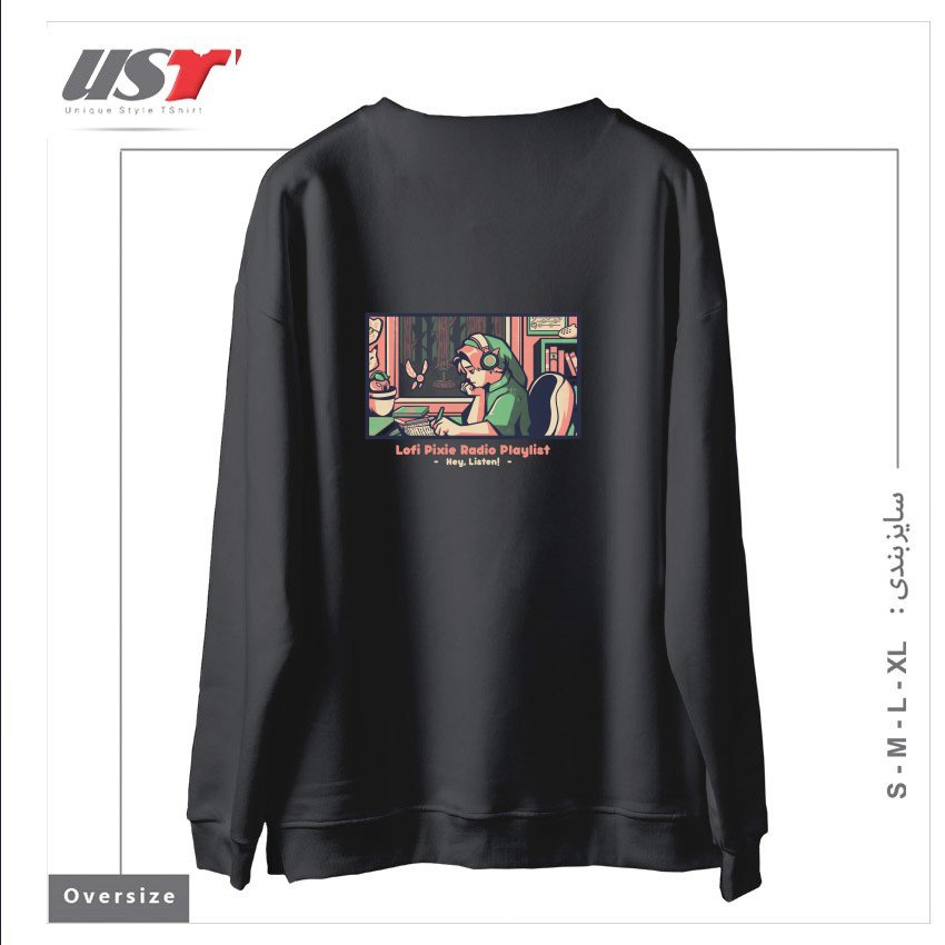 طرح LOFI PIXIE RADIO PLAYLIST - GEEK GAME MUSIC GIFT سوییشرت اورسایزرنگ دودی