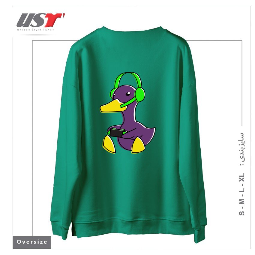طرح META GAMING DUCK سوییشرت اورسایزرنگ سبز سدری