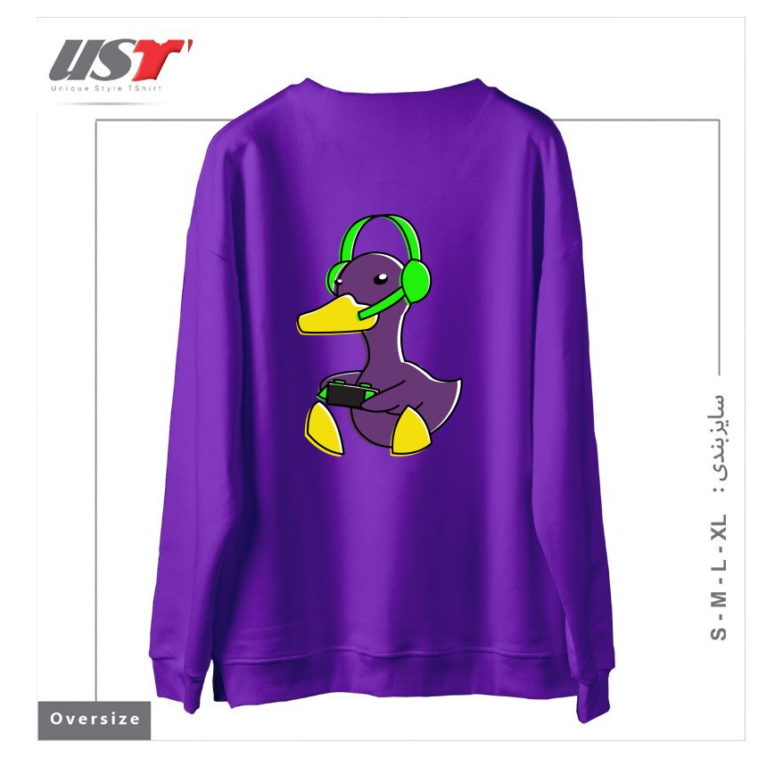 طرح META GAMING DUCK سوییشرت اورسایزرنگ بنفش
