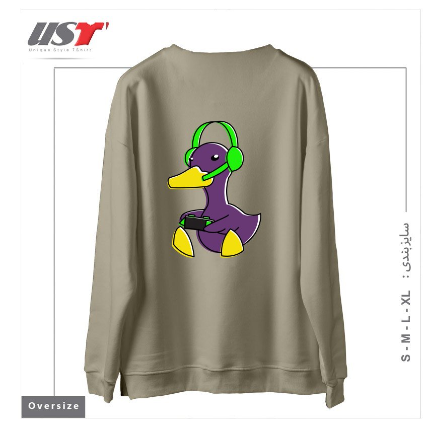 طرح META GAMING DUCK سوییشرت اورسایزرنگ نخودی