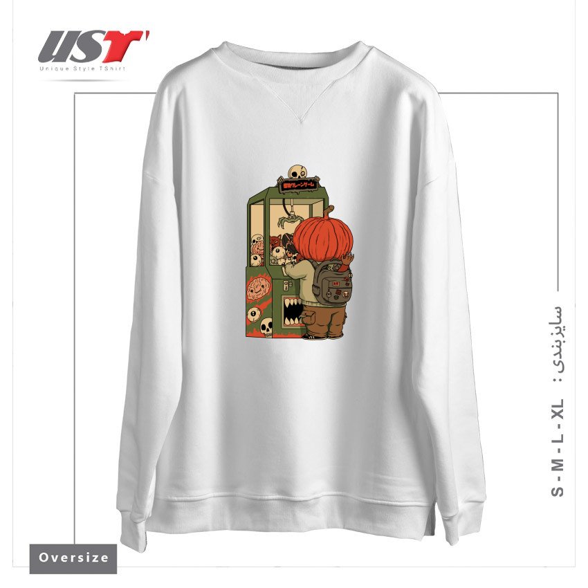 طرح MONSTER CLAW MACHINE CHAMP سوییشرت اورسایزرنگ سفید