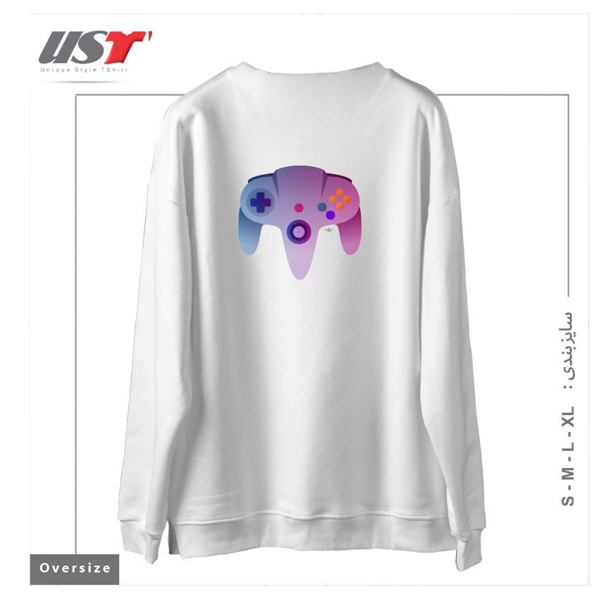 طرح N64 NOSTALGIA سوییشرت اورسایزرنگ سفید