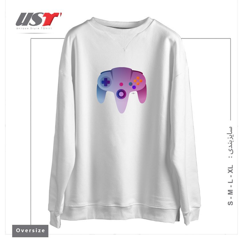 طرح N64 NOSTALGIA سوییشرت اورسایزرنگ سفید